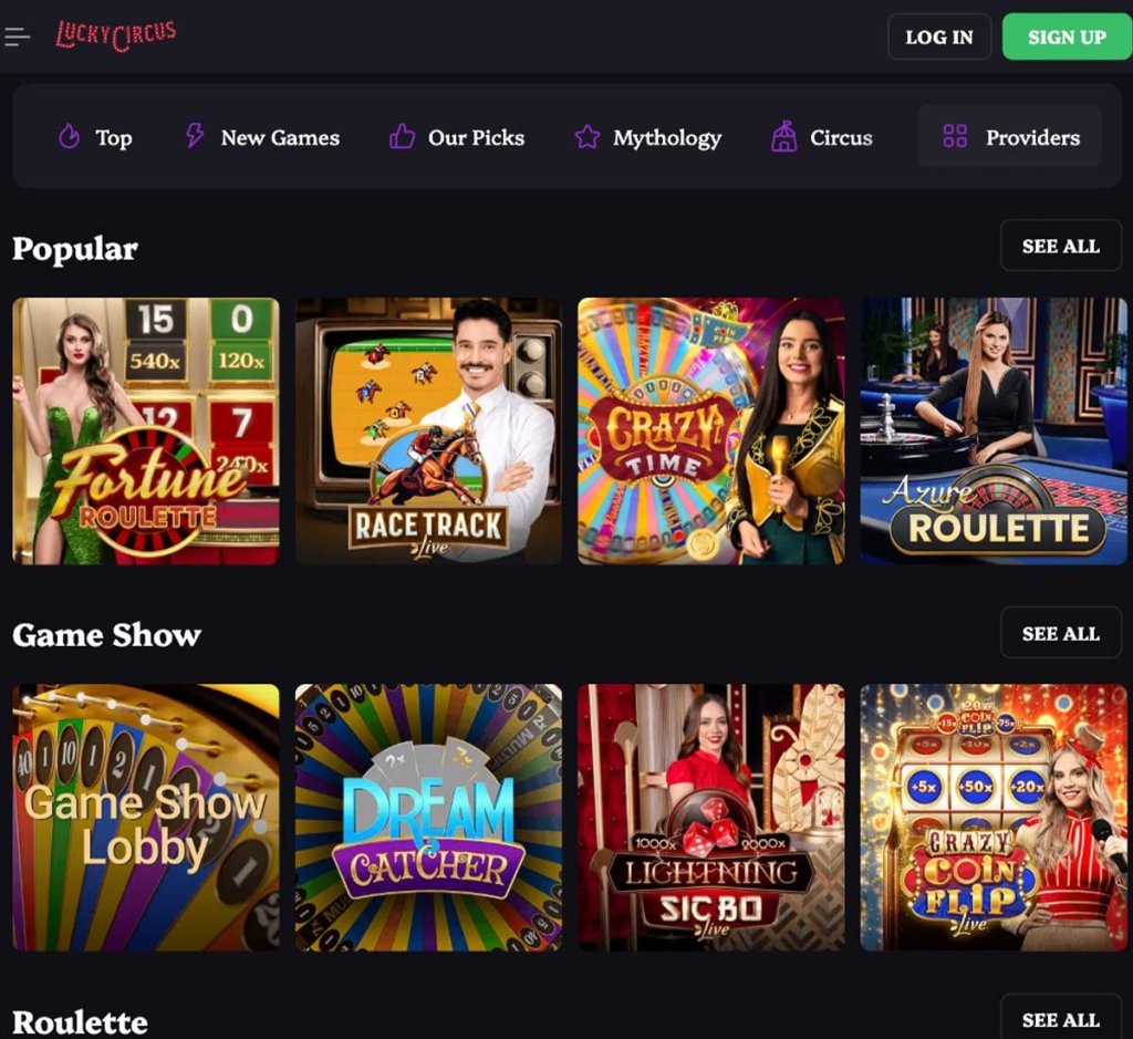 lucky-circus-casino-live-casino-games-collection-review
