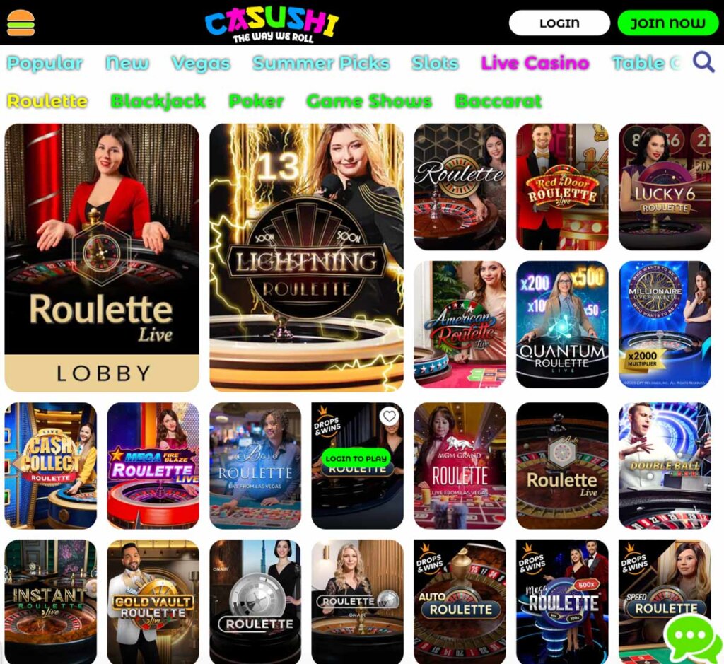 Casushi-casino-live-casino-games-collection-review